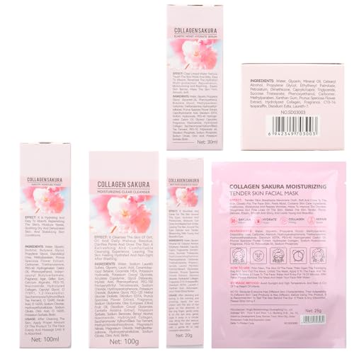 Sakura Skin Care Set for Teen Girls, 10-In-1 Travel Skin Care Kits with Collagen, Hydrates & Soothes, Cherry Blossom Skincare Gift Set for Teens & Women, Moisturize & Repair Skin, Daily Skin Care