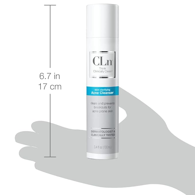 CLn® Acne Cleanser-Facial Cleanser with 0.5% Salicylic Acid to Eliminate Blackheads & Breakouts, Oil-Free & Fragrance-Free, 3.4 fl. oz.