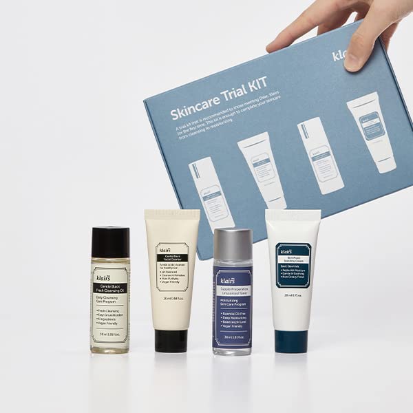 [DearKlairs] Skincare Trial Kits, Valentine's Galentine's Day Gifts, 4 minis, cleansing oil, cleanser, toner, cream, Travel must haves, Gifts for Women, mom