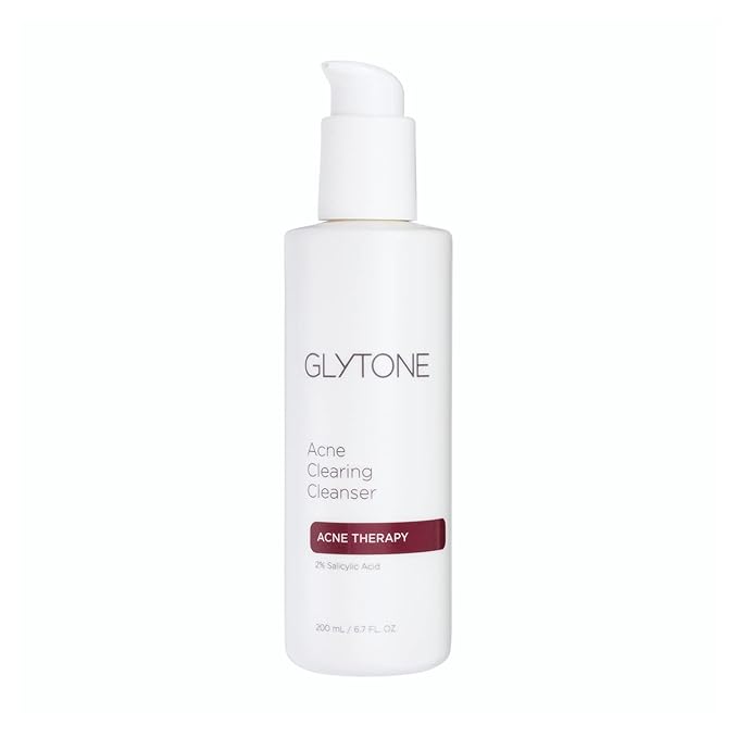Glytone Acne Clearing Cleanser - Face Wash with 2% Salicylic Acid - Daily Acne Cleanser for Oily Skin & Clogged Pores - Removes Cystic Breakouts, Blackheads, Whiteheads & Blemishes - 6.7 fl oz