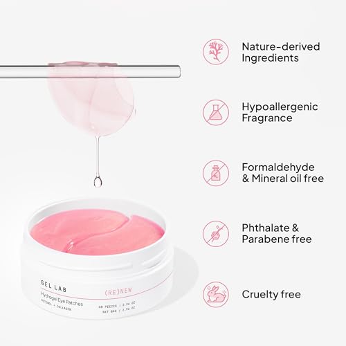Gel Lab RENEW Retinol & Collagen Under Eye Patches - Korean Skincare Hydrating Eye Mask for Fine Lines, Wrinkles, Firming, Brightening - 60 Patches