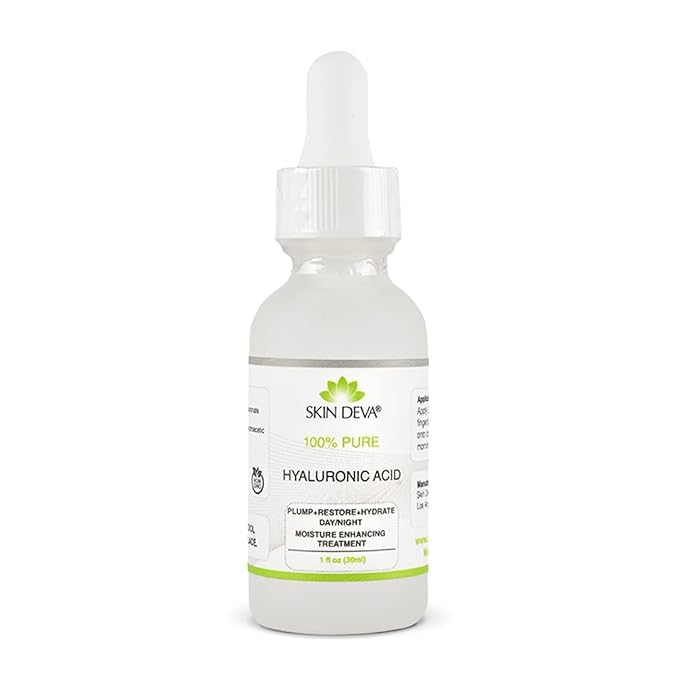 SKIN DEVA 100% Pure Hyaluronic Acid Serum For Face 1 oz of Discoloration Correcting Serum Anti Aging Anti Wrinkle Acid Locks in Essential Moisture Keeps Skin Hydrated Facial Serums For All Skin Types