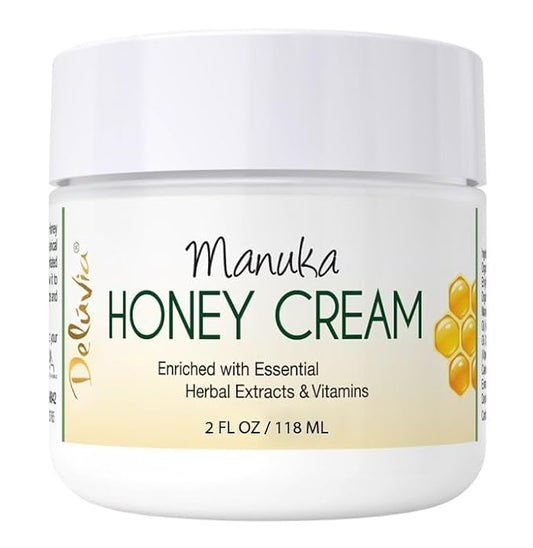 Deluvia Manuka Honey Cream | Hydrating & Soothing Moisturizer Face & Body Lotion | for Sensitive Skin, Eczema, Psoriasis & Dermatitis (2 oz Pack of 1)