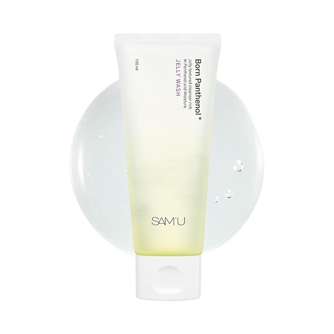SAM'U Born Panthenol Jelly Wash, Korean Face Cleanser, Low pH Hydrating Gentle Bubble Cleanser, Korean Skin Care for All Skin Types (100ml/3.38 oz)