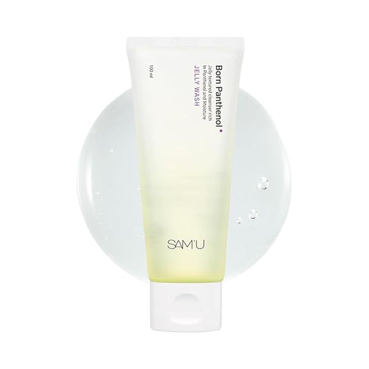SAM'U Born Panthenol Jelly Wash, Korean Face Cleanser, Low pH Hydrating Gentle Bubble Cleanser, Korean Skin Care for All Skin Types (100ml/3.38 oz)