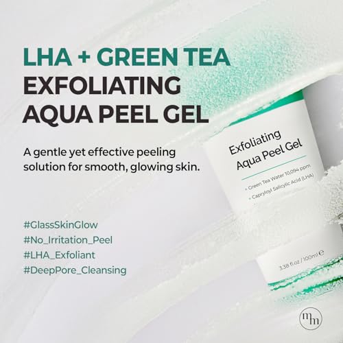 MOTHER MADE LHA Green Tea Exfoliating Aqua Peel Gel, Pore Care, Gentle Facial Exfoliator, Dead Skin Remover, Natural Cellulose for Peeling, Vegan, Korean Skincare, 2 Pack (100ml / 3.38 fl.oz)