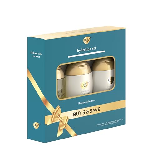 OGX Giftset Nourishing + Coconut Milk Shampoo & Conditioner & Extra Strength Damage Remedy + Coconut Miracle Oil Penetrating Hair Oil (3pc Hydration Set)