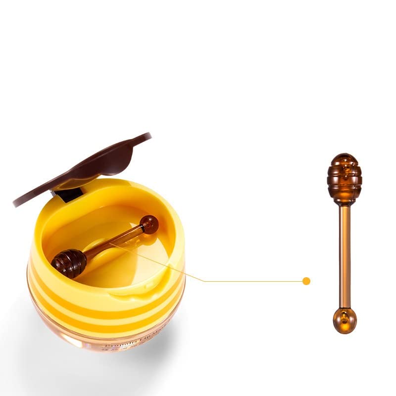 2 Pcs Bee Lip Balm Honey Pot,Honey & Strawberry Lip Mask Propolis Moisturizing Lip Balm.(Honey & Strawberry)