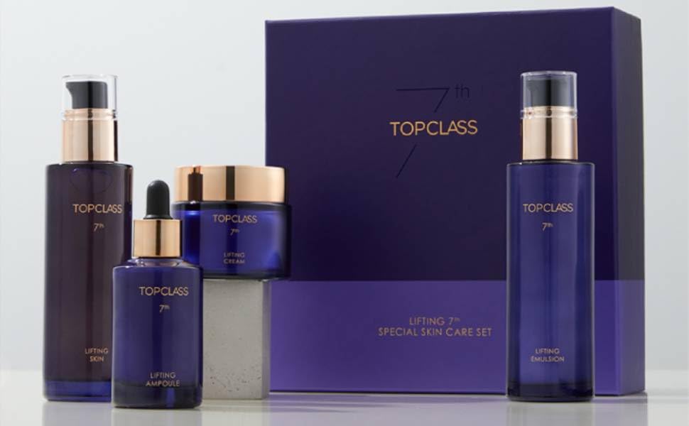 CHARMZONE TopClass Lifting 7th Skincare Set – Korean Anti-Aging 4-Piece Set with Toner, Emulsion (4.05 fl oz) & Ampoule, Cream (1.69 fl oz) – Firming & Lifting with Triple Collagen
