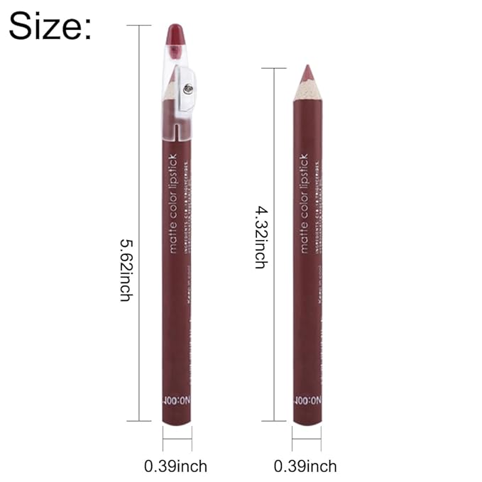 12 Pcs Natural Nude Brown Beige Colors Lip Liner Lipstick Pencils Set for Daily Makeup,Easy to Apply & Remove,Waterproof (set08)