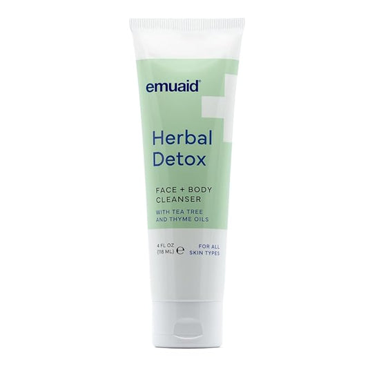 emuaid® Herbal Detox™ Face + Body Cleanser, Lightweight Botanical Foaming Gel with Tea Tree Oil + Thyme Oil, Gentle Skin Cleanser & Facial Wash for Sensitive, Dry, or Irritated Skin, 4 oz
