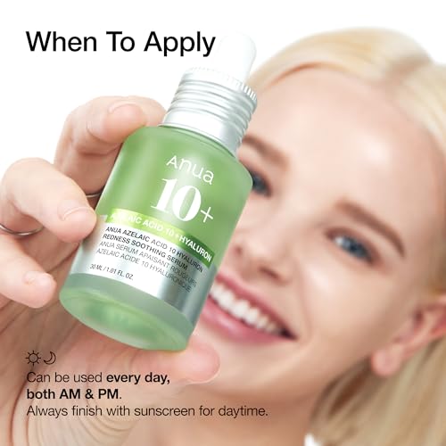 Anua Azelaic Acid 10 Hyaluron Redness Soothing Serum, Facial Serum for Sensitive skin, Hyaluronic Acid, Niacinamide, Spot Care, Natural Color, Vegan, Korean Skincare (30ml/ 1.01 fl oz.)
