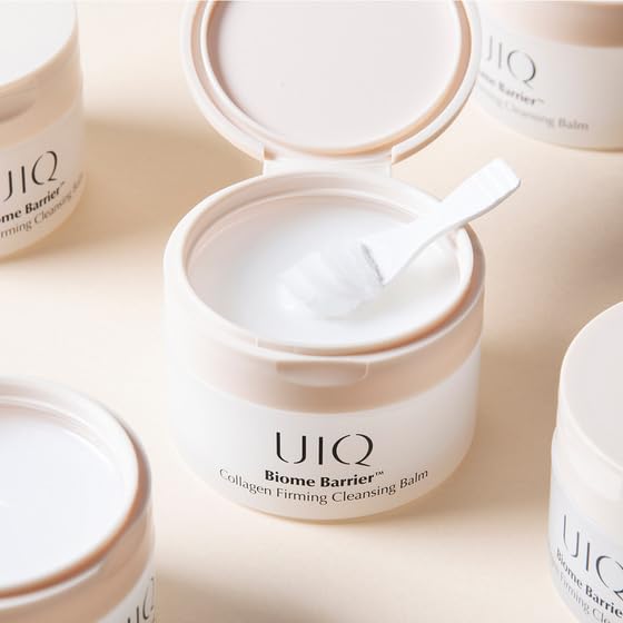 UIQ Biome Barrier Firming Collagen Cleansing Balm | Hygenic One-Step Makeup Remover | Non-Greasy Sorbet Texture | Gentle, Soothing for All Skin Types | No.1 Oliveyoung Cleanser | 3.38 fl. oz.