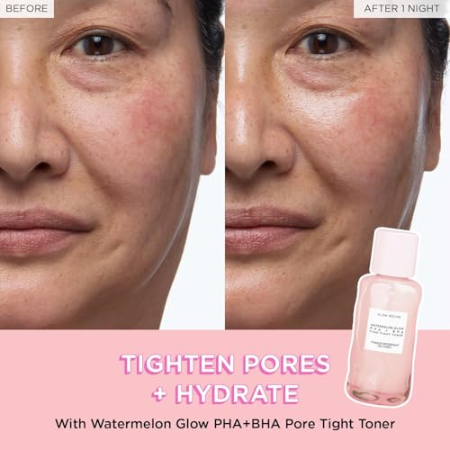 Glow Recipe Glass Skin Essential Korean Skincare Kit - Includes Niacinamide Dew Drops Face Serum & PHA + BHA Face Toner - Travel Size Watermelon-Powered Hydrating Serum & Pore Minimizer (2 Count)
