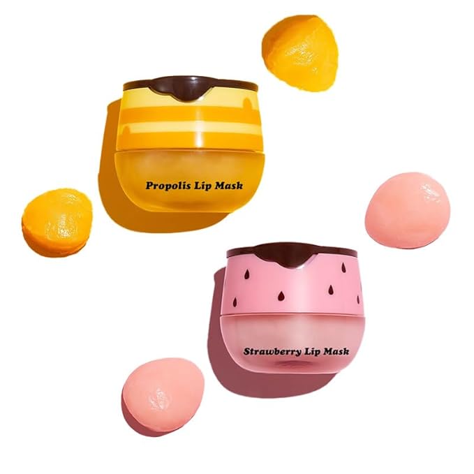 3Pcs Lip Balm Honey Pot, Lip Honey&Strawberry&Watermelon)
