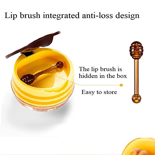 4 PCS Bee Lip Balm Honey Pot,Honey Lip Mask,Honey Propolis Lip Mask Moisturizing Moisture Nourishing Dry & Chapped Lips,Lip Care and Reduces Lip Lines,Lip Exfoliating (Honey)