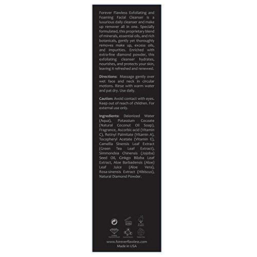 Forever Flawless Exfoliating and Foaming Face Cleanser and Makeup Remover with 100% Natural Diamond Powder, Deep Clean for Women and Mens Pores FF17, (150 ml)