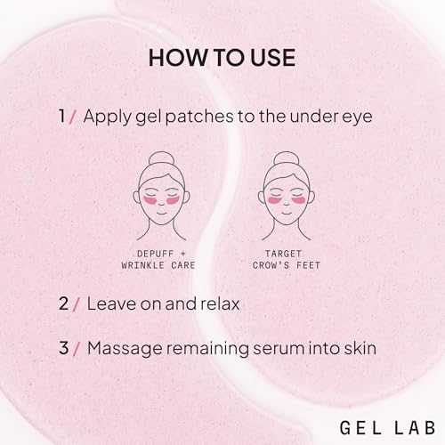 Gel Lab RENEW Retinol & Collagen Under Eye Patches - Korean Skincare Hydrating Eye Mask for Fine Lines, Wrinkles, Firming, Brightening - 60 Patches