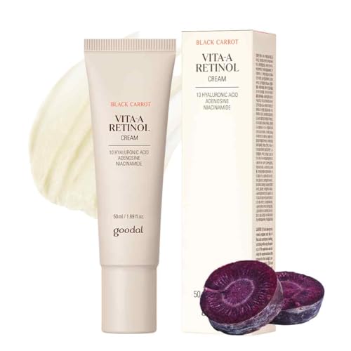 GOODAL Black Carrot Retinol Cream 1.69 fl.oz (50ml) – Beginner Friendly Korean Skin Care Moisturizer with Retinol, Niacinamide, Pore minimizer – 48H Lasting Hydration, Anti-Aging, Daily Cream