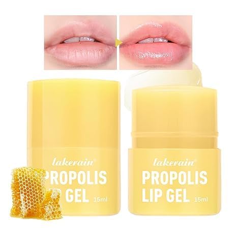 SHEEPFLY Propolis Lip Gel, Honey Lip Butter, Hydrating Overnight Lip Balm, 12hrs Long-lasting Moisture, Sanitary Twister (2 Pack)