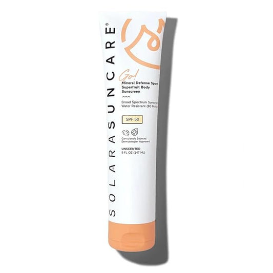 Solara Suncare - Go! Mineral Defense SPORT Superfruit Body Sunscreen, SPF 50 | EWG Verified, Vegan, Cruelty-Free, Reef-Friendly | Unscented, Sensitive Skin Safe, Water-Resistant (5 fl oz | 147 ml)