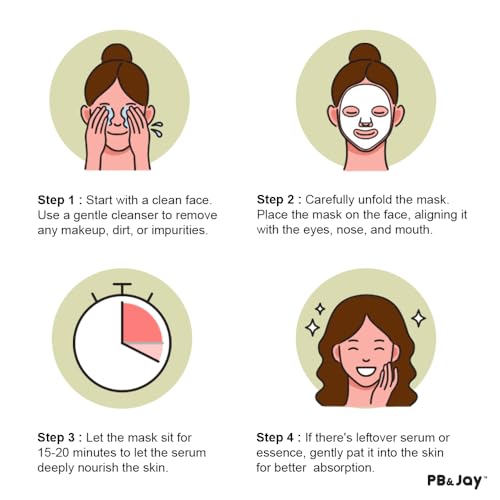 PB&Jay Purenature Hydrate and Calm Facial Mask - 12 Pack Acai Berry,Vita c,retinol and more, Made in Korea, Face Mask Skincare for Hydration, Skincare Face Mask, Moisturizing Mask for Sensitive Skin