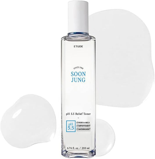 ETUDE Soonjung pH5.5 Relief Toner 200ml (New Version) | Skin Care Solution | Low PH Toner for Sensitive Skin | Non-Comedogenic, Hypoallergenic & Fragrance Free Moisturizer for Face