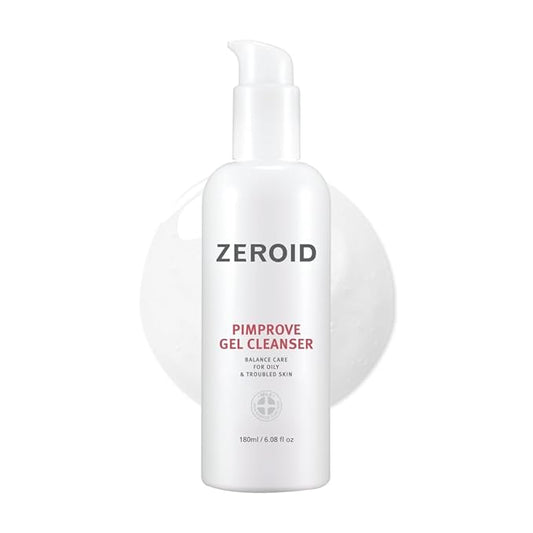 ZEROID | Pimprove Gel Cleanser | Gentle Face Cleanser | Face Wash for Sensitive Skin | Balanced Care for Oily & Troubled Skin | Acne-Prone Skincare | Korean Dermocosmetic | 6.08 fl oz (180ml)