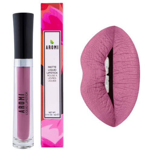 Aromi Mauve Matte Liquid Lipstick | Rosy Pink Lip Color with Blue Undertones, Vegan, Cruelty-free, Long-lasting Makeup, Waterproof, Handmade (Miss Mauve)