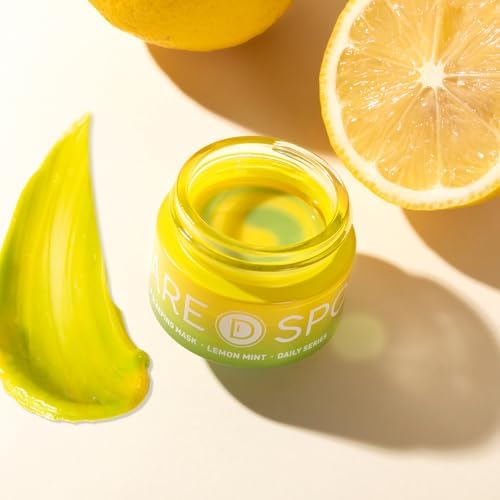 SPODARE Lip Mask, Overnight Lip Sleeping Mask, Lip Moisturizer for Dry Cracked Lips Care, Dual-Color Korean Lips Balm with Vitamin C and Shea Butter for Nourishing and Softening Lips - Lemon Mint
