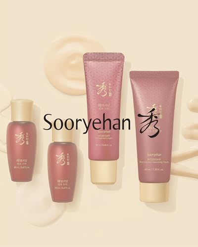 Sooryehan Hyobidam Fermented Travel Kit (Pack of 4) - Herbal korean skincare set with Toner, Emulsion, Cream & Cleansing Foam, featuring Baekhyodan™ & Silver Mushroom. for hydration & elasticity.