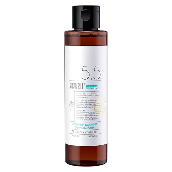 ACWELL Licorice pH Balancing Cleansing Toner 5.1 fl.oz. - PH5.5 Hydrating Makeup Cleansing Astringent - Skin Clearing, Reduce Pigmentation, Acne and Dark Spots