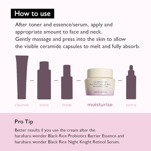 HARUHARU wonder Black Rice 5 Ceramide Barrier Moisturizing Cream, Daily Skin Barrier Care, Long-Lasting Hydration, Soothing & Nourishing, Ceramide Capsules, Korean Skincare, 1.69 fl.oz