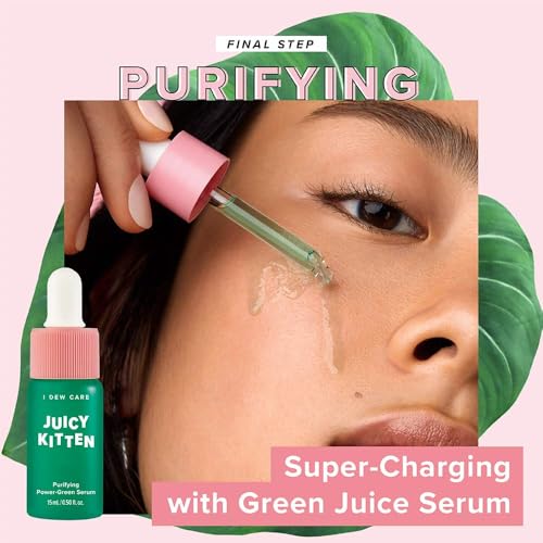 I DEW CARE Blemish Heartleaf Skincare Set - Kitten My Balance On | Foam Cleanser & Wash-off Mask & Serum, Clear and Soothe Irritation, Abosorb Excess Oil, Gentle Face Wash, Travel Size