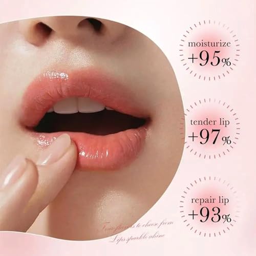 2 PCS Moisturizing Honey Pot Lip Oil Lip Gloss, Natural Honey Sleeping Lip Mask, Lip Balm, Hydrating & Prevention Dry & Cracked Lip Scrubs Exfoliator, Winter Lip Care Products(Peach+Honey)