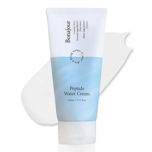 BONAJOUR] Vegan Peptide Hyaluronic Acid Moisturizing Cream for oily skin & sensitive skin (Lightweight face moisturizer), Best Anti Aging & Wrinkle, Repair, Brightening Care Lotion 3.38 Fl. oz