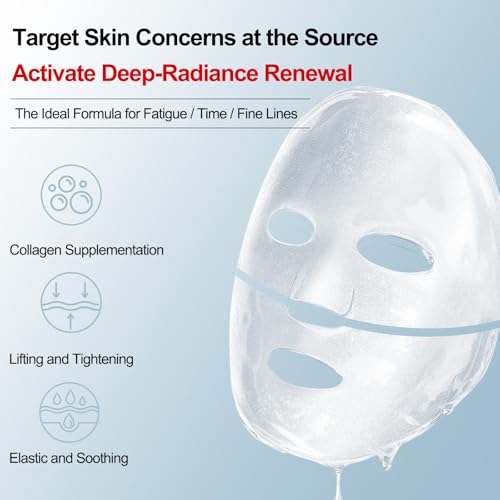 30ml Deep Collagen Anti-Wrinkle Lifting Mask (32g x 10 ae) – Facial sheet masks with low molecular weight collagen, Hydrate, Lift & Smooth Wrinkles for Travel & Daily Use, Korean Skin Care