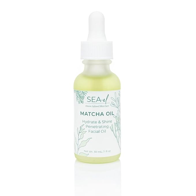Sea-El Matcha Face Oil Skincare - Hydrating Glow Green Tea & Sea Kelp Facial Oil Blend - Calming & Deeply Penetrating Antioxidant-Rich Moisturizer for Women & Men, Vegan, All Skin Types - 1 Fl Oz