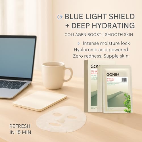 GONIM Face Mask Korean Skin Care with Hyaluronic Acid & Collagen Activation- Face Masks Skincare Hydration, Anti Aging & Moisturizing Sheet Mask for All Skin Korean Face Mask 30ml x15 Sheets