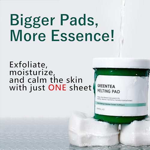 Green Tea BHA Melting Toner Pads w/Centella Asiatica - 150 Large Pads Soothing Hydrating Moisturizing 13 Oz | All Skin Types | Anti-blemish Daily Care Gentle Mild Peeling Exfoliating Korean Skincare