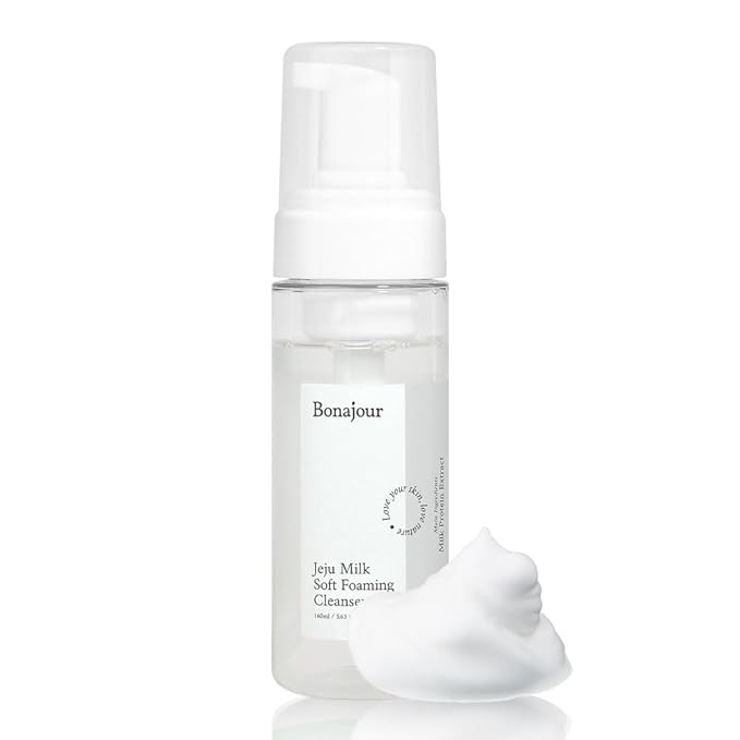 [BONAJOUR] Jeju Milk Soft Foaming Low pH Cleanser, Natural Face Wash For sensitive skin for Daily Face Washing 5.3 Fl. Oz