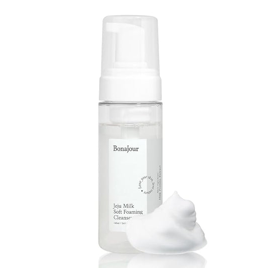 [BONAJOUR] Jeju Milk Soft Foaming Low pH Cleanser, Natural Face Wash For sensitive skin for Daily Face Washing 5.3 Fl. Oz