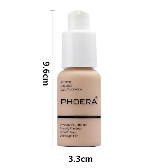 2 Pack PHOERA Foundation 102# Nude 103# Warm Foundation Makeup.