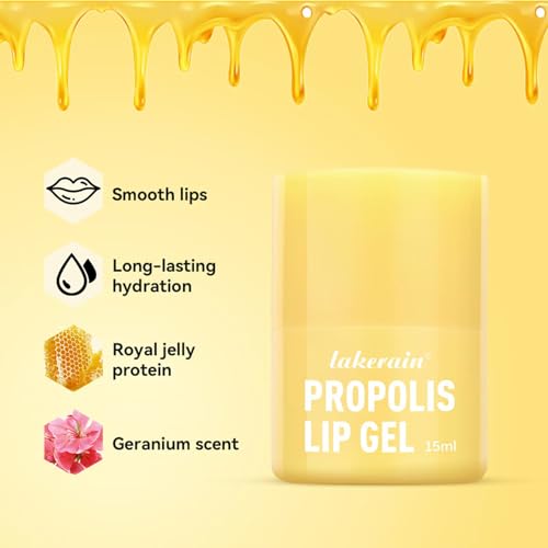 SHEEPFLY Propolis Lip Gel, Honey Lip Butter, Hydrating Overnight Lip Balm, 12hrs Long-lasting Moisture, Sanitary Twister (2 Pack)