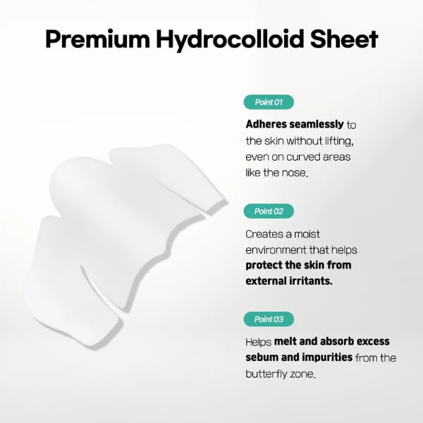 Centella Poreless Patches (1 Box, 8ea) | Hydrocolloid Nose Pore Patch for Blackhead Removal | Calming Facial Patch with Centella Asiatica for Nose Area | Sebum Control | Korean Skincare