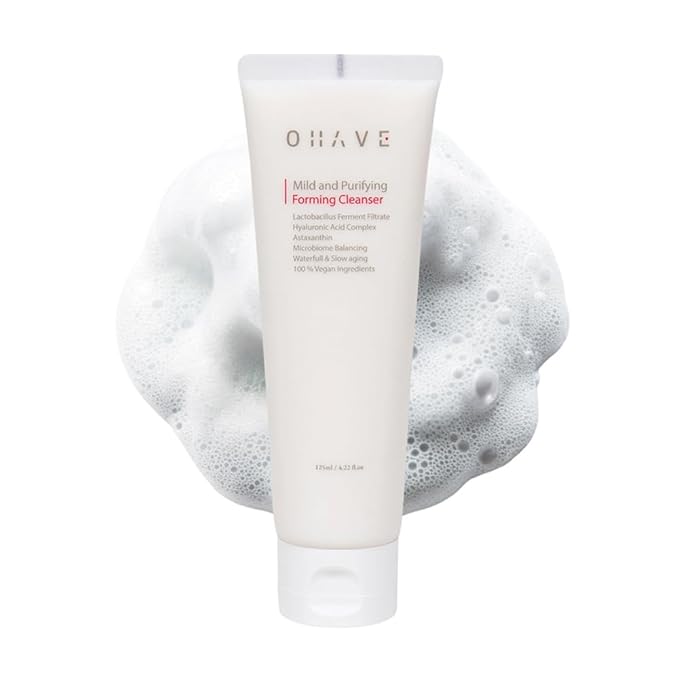 OHAVE Mild & Purifying Foaming Cleanser Gentle Vegan Face Wash with Lactobacillus Natural Botanical Extracts Hydrating & Soothing pH-Balanced 125ml