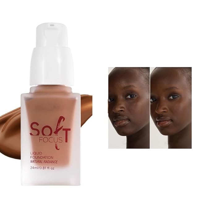 Soft Focus Deep Liquid Concealer Foundation, Lightweight Hydrating