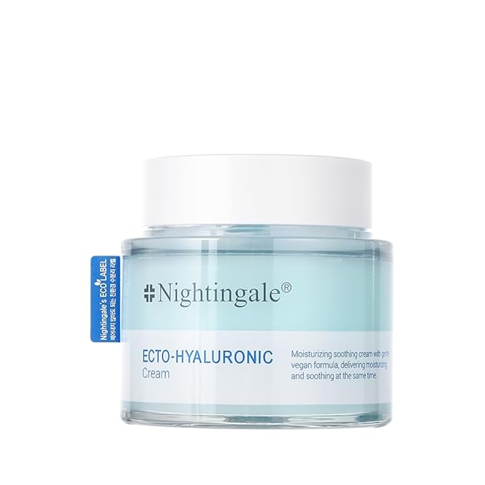 Nightingale Ecto-Hyaluronic Cream with 8 layer Hyaluronic Acid, Ectoin, Daily Face Moisturizer For Dry Skin, Fragrance Free, Hypoallergenic, Allergen Free, Cruelty Free, Vegan, Korean Skin Care