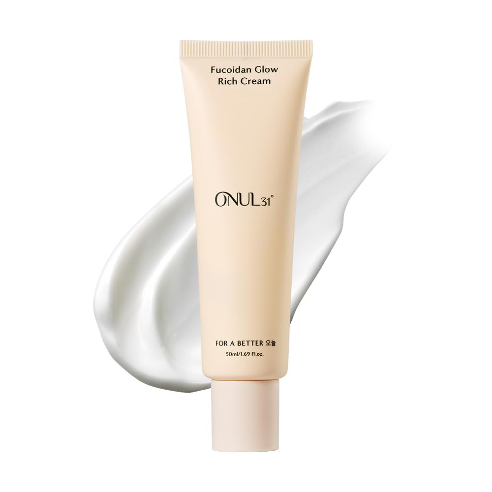 ONUL31° Fucoidan Glow Rich Cream—Daily Face Moisturizer with Niacinamide & Plant-based ingredients for Dry Sensitive Skin | Korean Skincare 1.69 fl. Oz