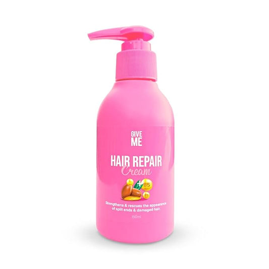 Give Me Cosmetics Hair Repair Cream, Leave-In Conditioner Treatment, Reduces Split Ends, Rich in Castor Oil, Argan Oil, Vitamins B3 and B5 & Strengthening Protein, Reverses Damage